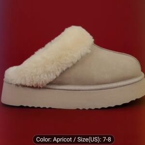 Women's Cream Indoor/Outdoor Platform  Slip-On Slippers
